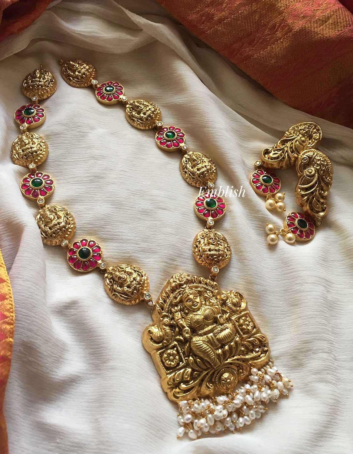 Rice pearls Nagas kundan jadau neckpiece 
